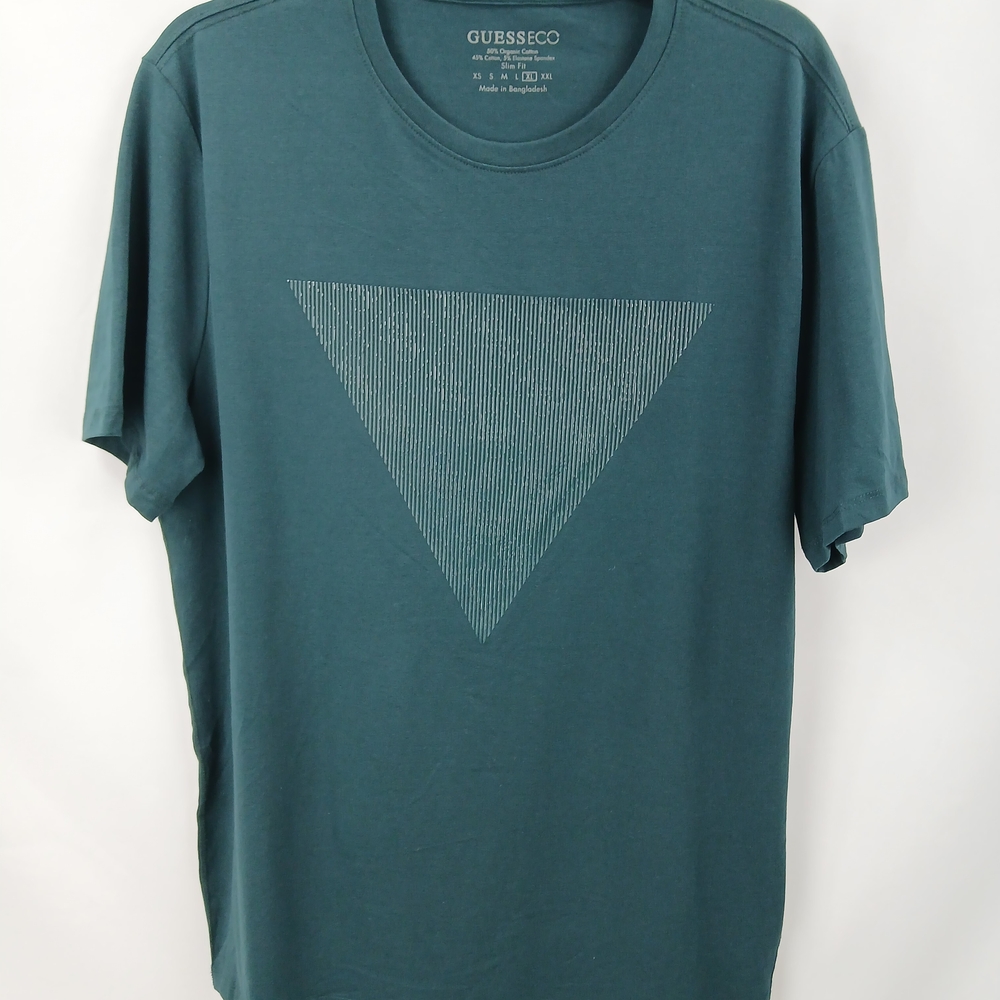 Guess Men’s T-Shirt Dark Green XL Cotton Logo NEW Without Tags